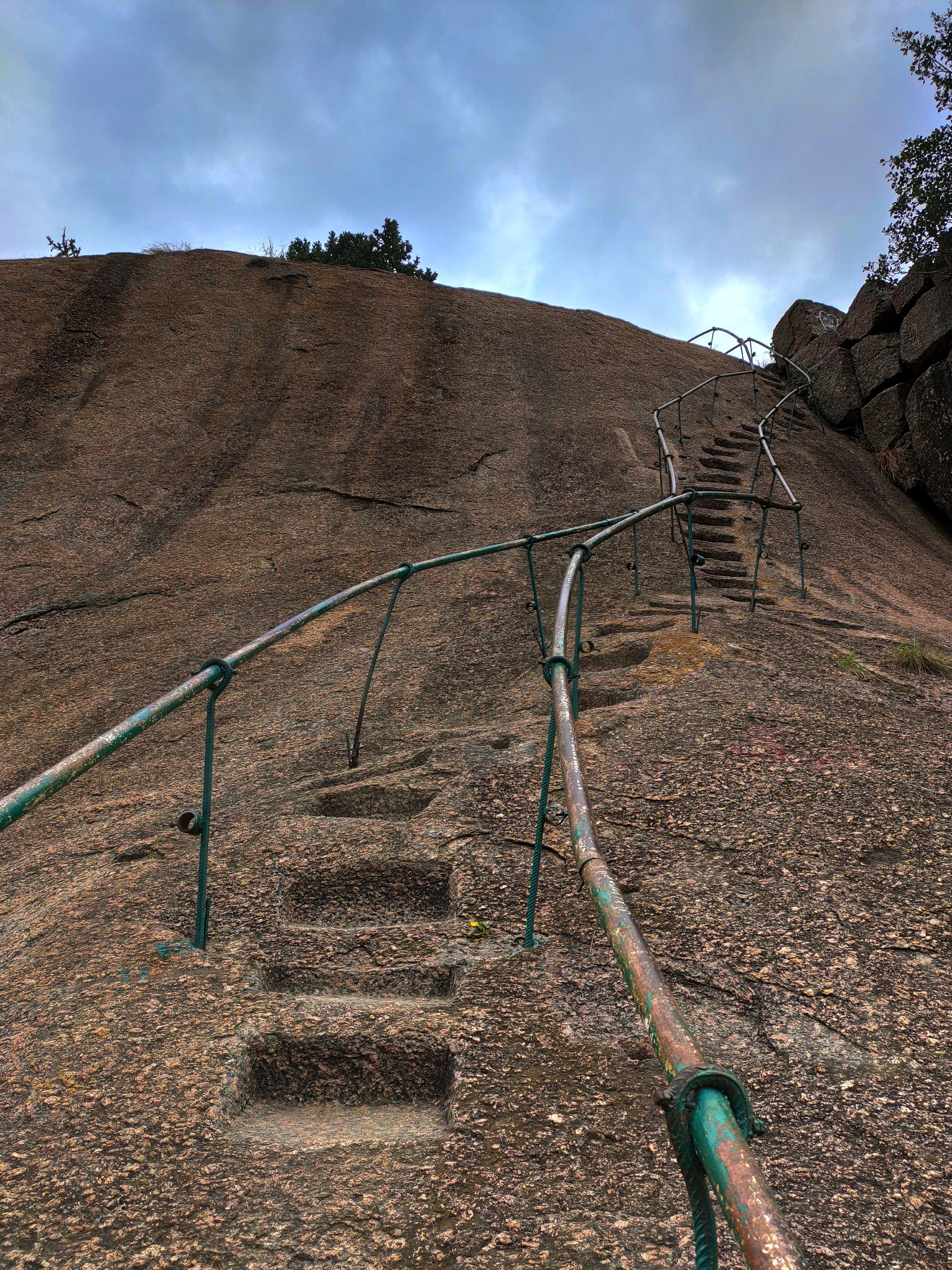 Steps cut into a rock in Ramadevarabetta Vulture Sanctuary (Ramanagara)